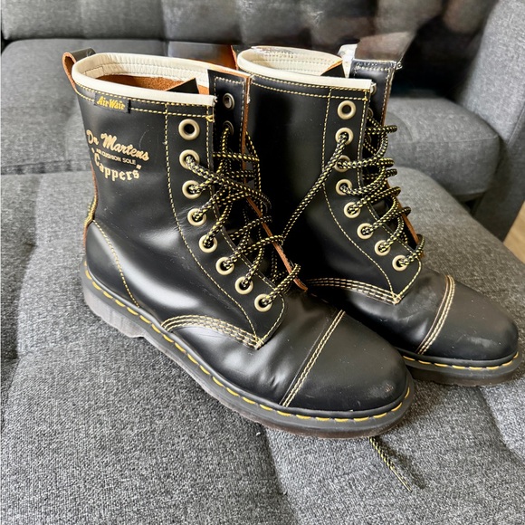 Dr. Martens Black Boots with Yellow Stitching - Picture 3 of 7